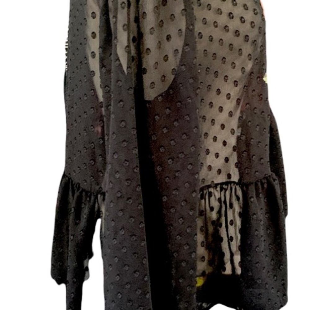 Sheer Black Dotted Swiss Mossimo Blouse Large - Picture 2 of 4